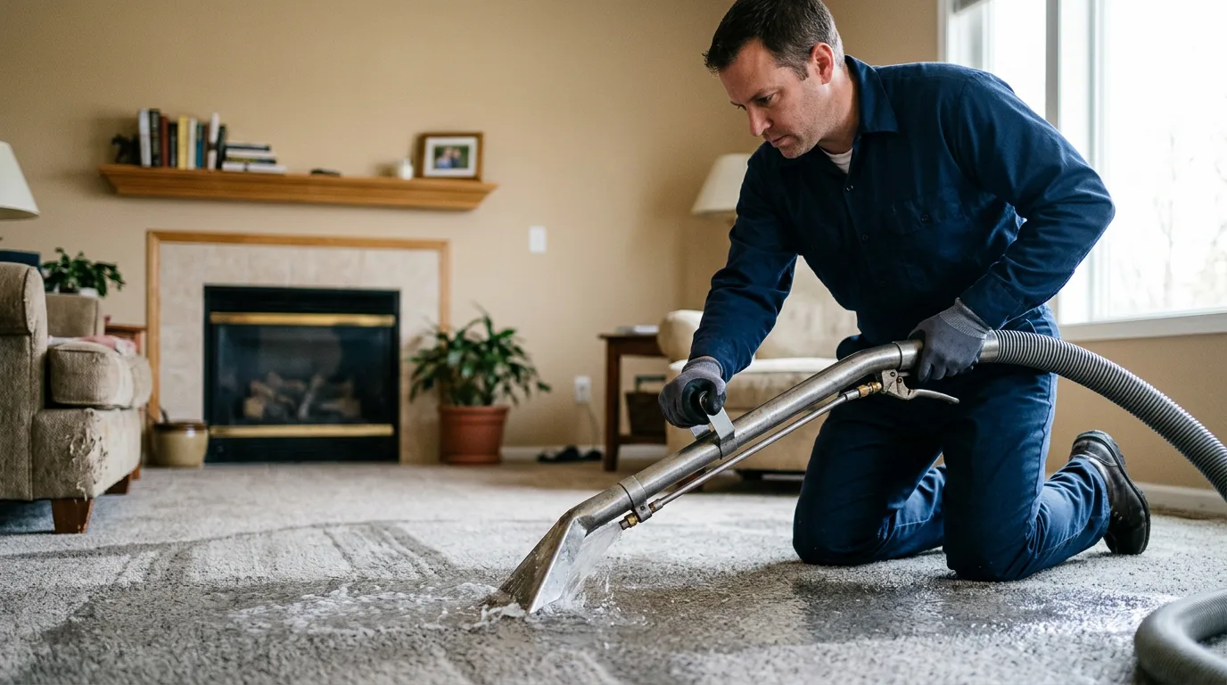 Water damage restoration technician working near Inez, TX